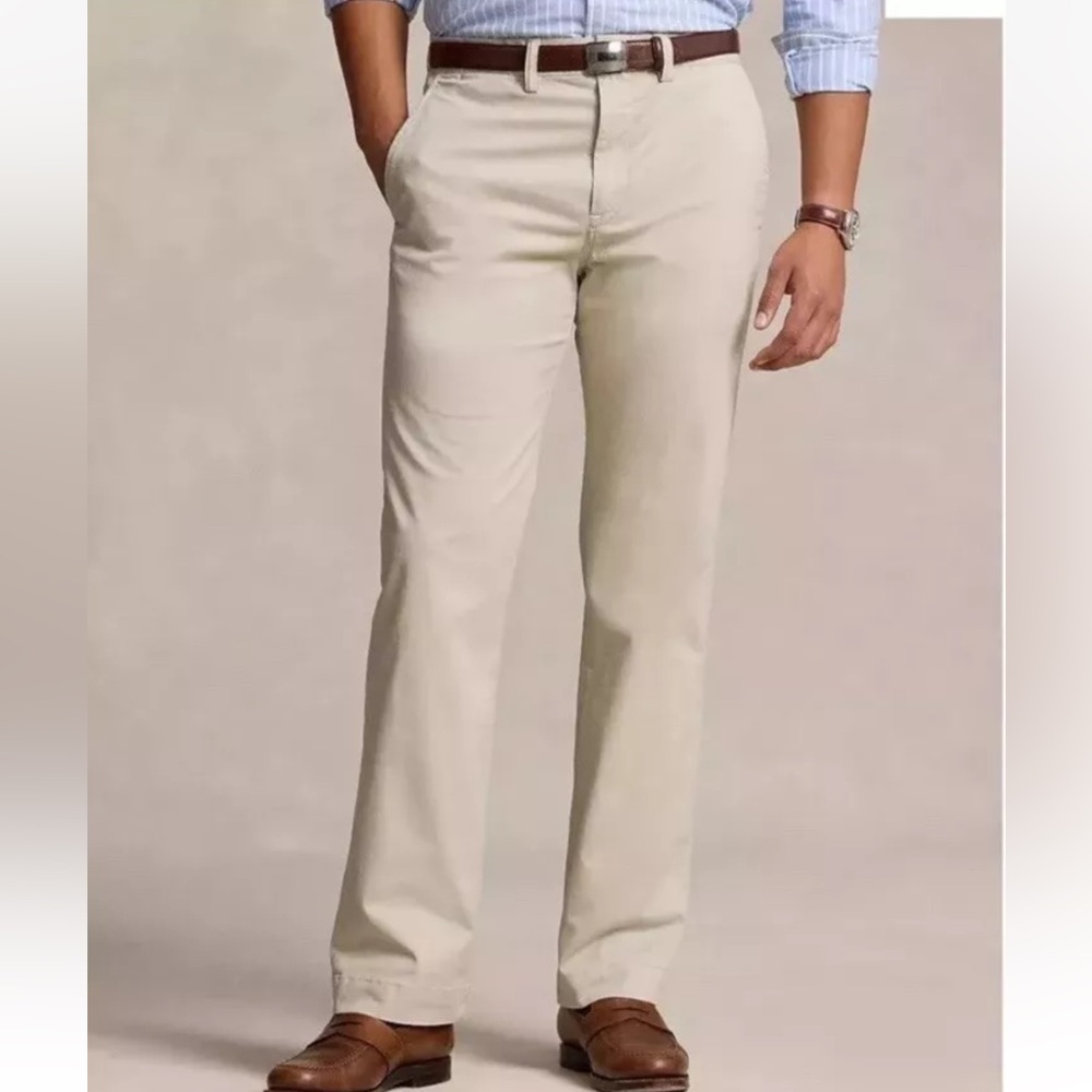 NWT Polo Ralph Lauren Classic Fit Core Replen Chino Pants Men's 36Tx36 Beige New